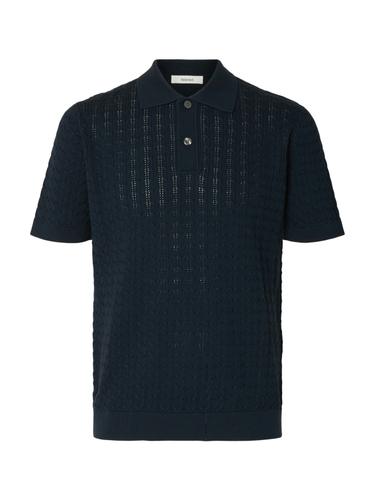 SLHMATTIS SS KNIT NEW CABLE POLO L Normal geschnitten - Sky Captain