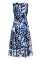 Chiffonkleid 38 Tailliert - Weiß/dunkelblau