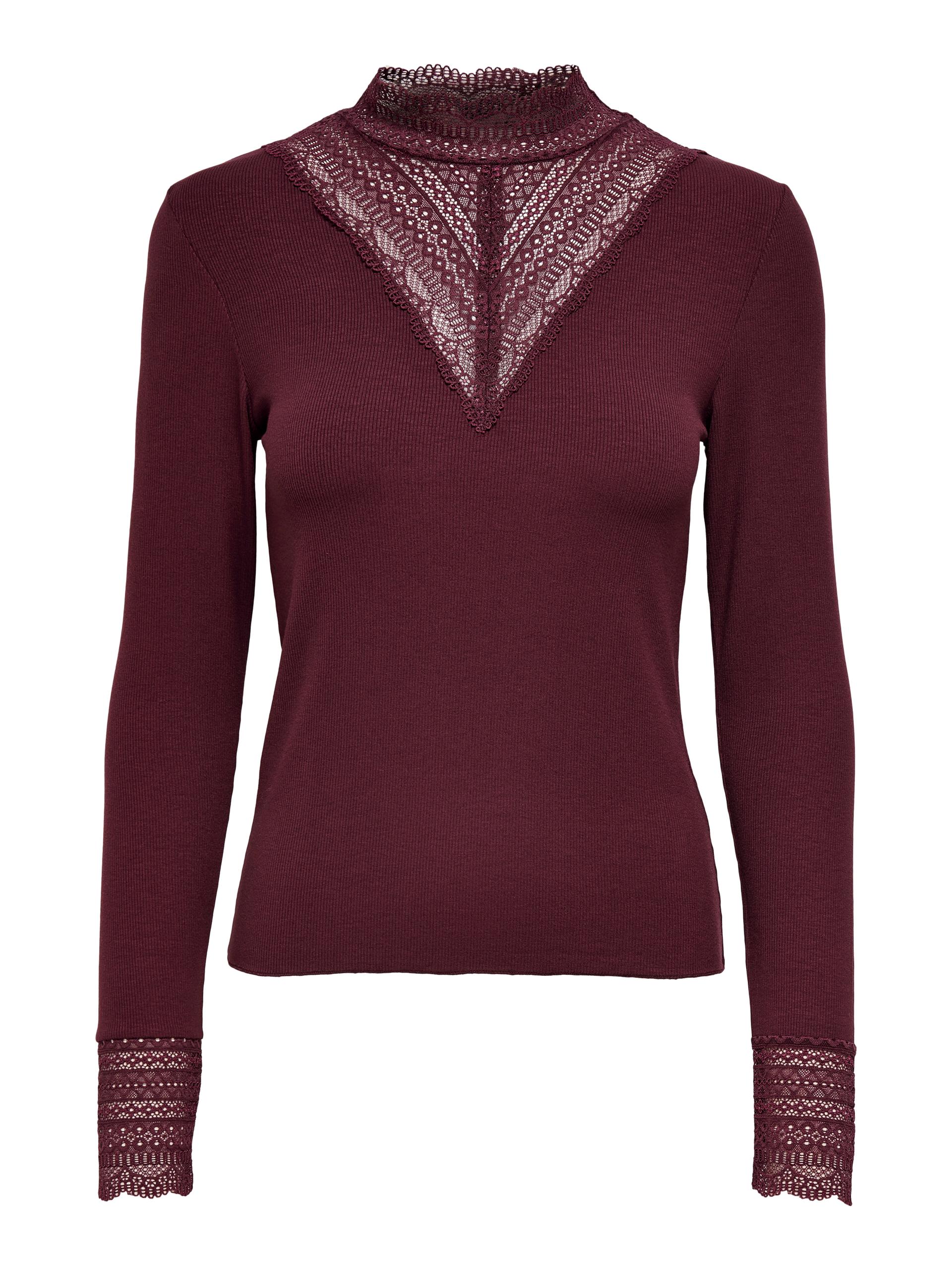 ONLTILDE L/S HIGH NECK LACE TOP JRS NOOS S Stretch - Port Royale