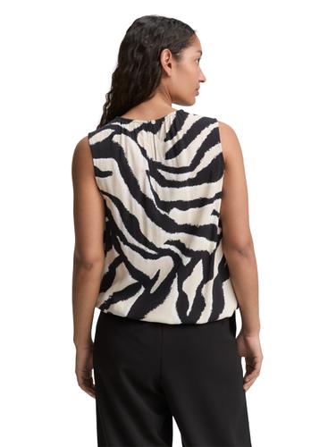 Bluse mit Kordelzug 38 Regular Fit - Abstract Beige Zebra