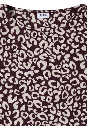 Knielanges Kleid aus Leinenmix mit Print M - Rich Burgundy