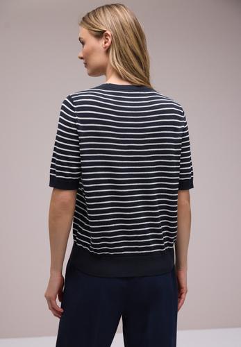 Kurzarm Pullover mit Streifenmuster 44 - Shadowed Navy