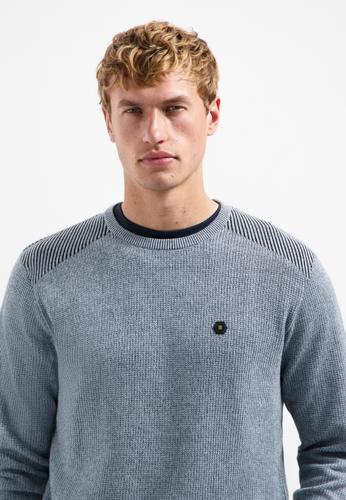 Pullover Crewneck Plated Structure Knit M Regular Fit - Dusty Blue