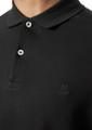 Polo, short sleeve, button placket, ribbed collar and cuffs, slits at hem