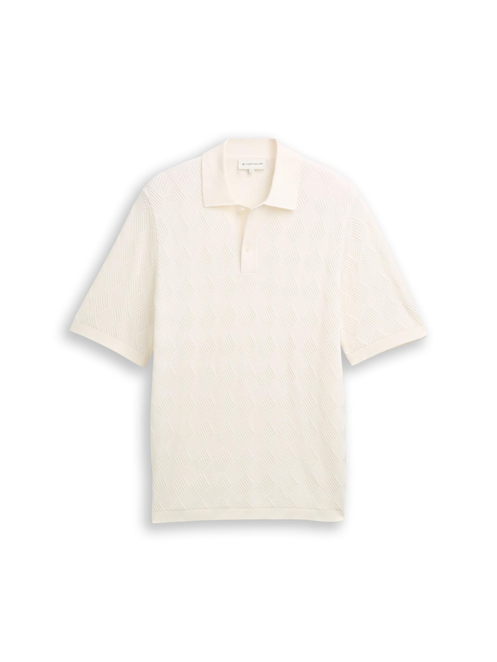 Strickpullover mit Polokragen L Regular Fit - Gardenia White