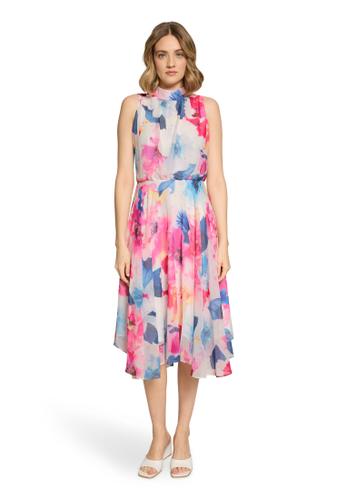 Chiffonkleid 42 Ausgestellt - Cream/Pink
