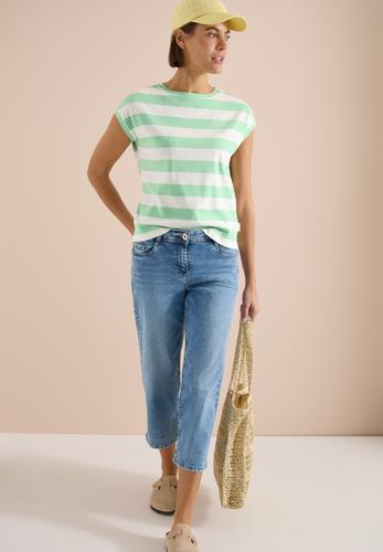 T-Shirt mit Streifen und Printdetail