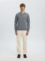 SLHTRAY LS KNIT MERINO OPEN POLO XL Normal geschnitten - Medium Grey Melange