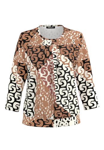 Blusenshirt NOS mit aparter Faltenpartie 52 - Cashew/caramel/toffee/schwarz/ecru