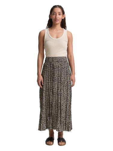 High Waist Midi-Rock aus Viskose 38 High Waist Fit - Abstract Black Grid Design