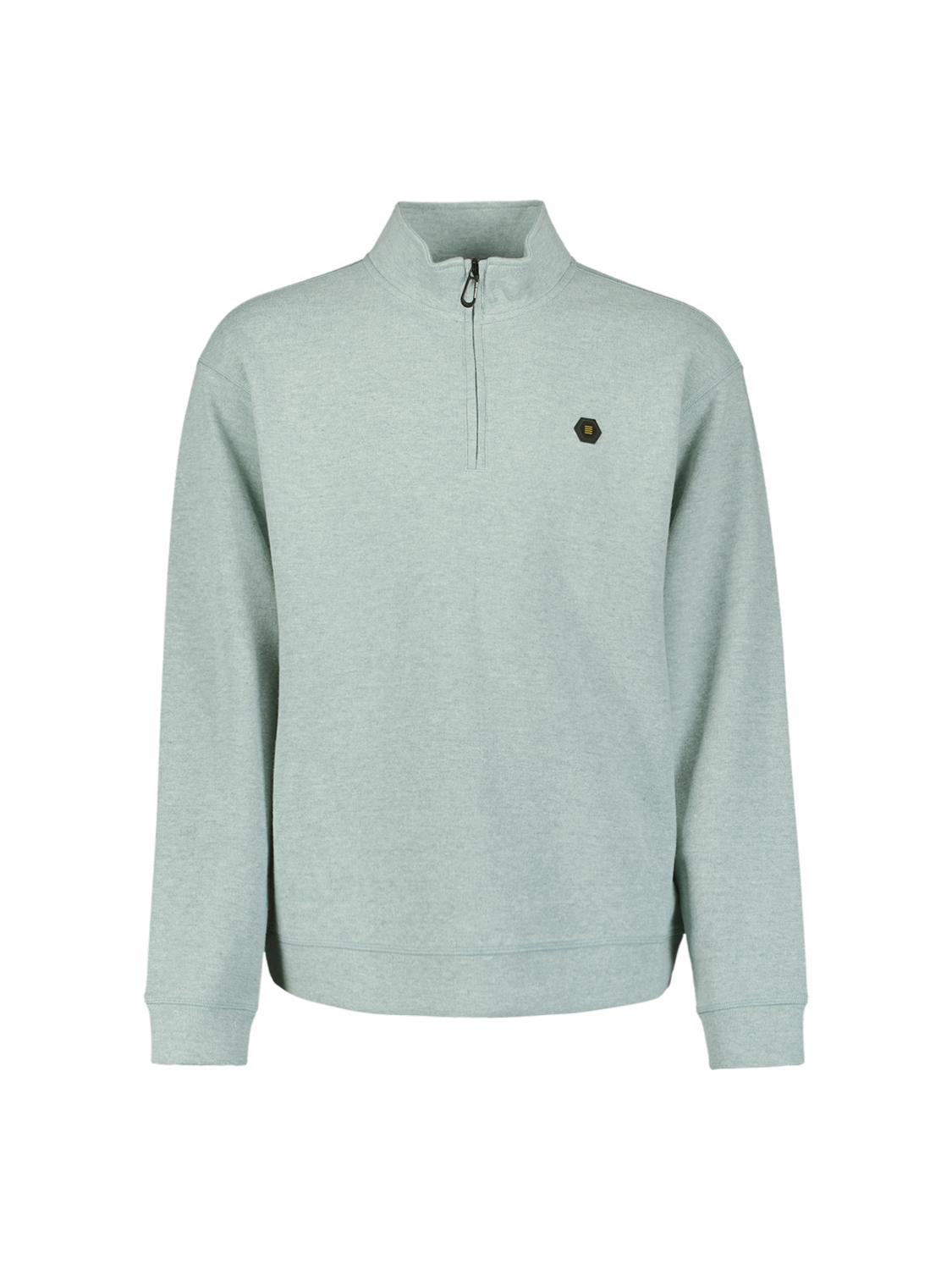 Sweater Half Zip Melange XXL Relaxed Fit - Seablue