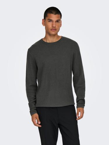 ONSERIC REG 12 STRUC CREW KNIT NOOS M Normal geschnitten - Grey Pinstripe
