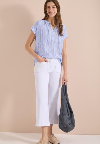 Dropped Shoulder Bluse mit Struktur M - Blouse Blue