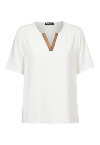 Shirt SALTED TANGERINE mit Kontrastbesatz 40 - Ecru