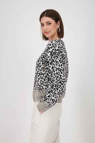 Strickjacke mit Leopardenmuster 42 - Greige Gemustert