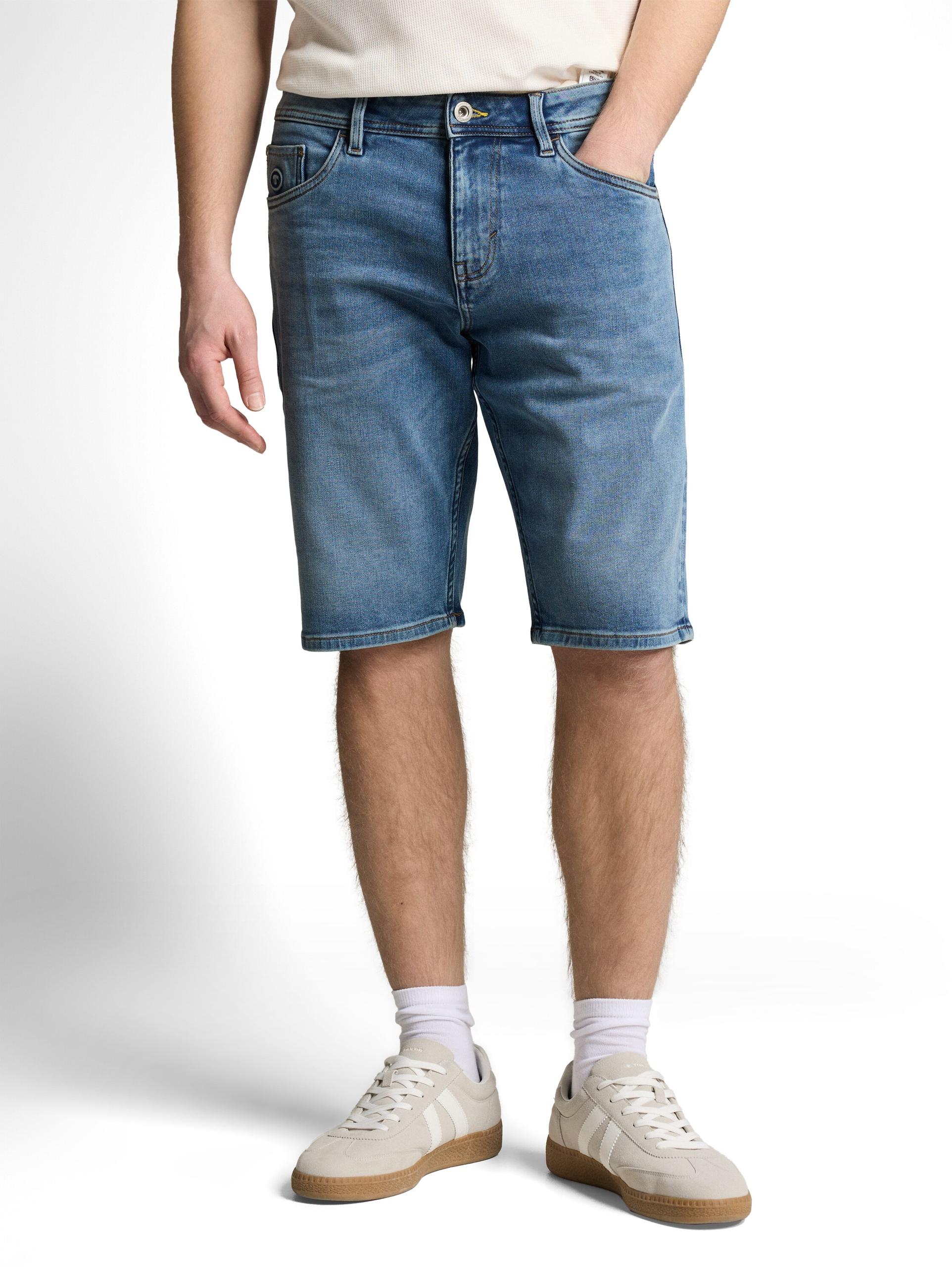 TTJOSH REGULAR SLIM Jeans Shorts mit Superstretch 36 Slim Fit - Used Light Stone Blue Denim