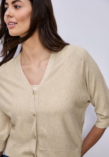 Cardigan in Unifarbe 42 - Cotton Beige Mel.