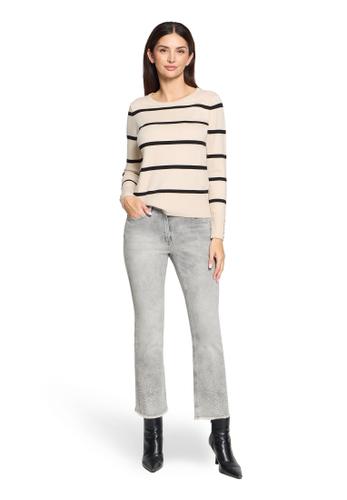 Basic-Pullover 36 Gerade - Patch Beige/black
