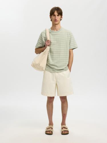 SLHELI SEERSUCKER SS O-NECK TEE XL Normal geschnitten - Aqua Gray