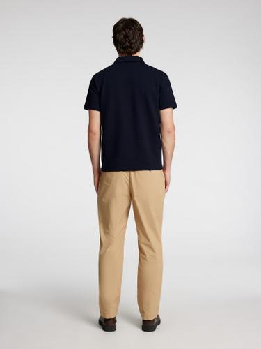 SLHSANDER SEERSUCKER ZIP SS POLO Blau M
