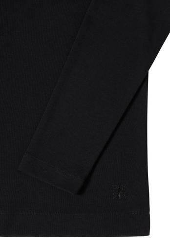 Funnelneck Shirt in Unifarbe - Schwarz / S