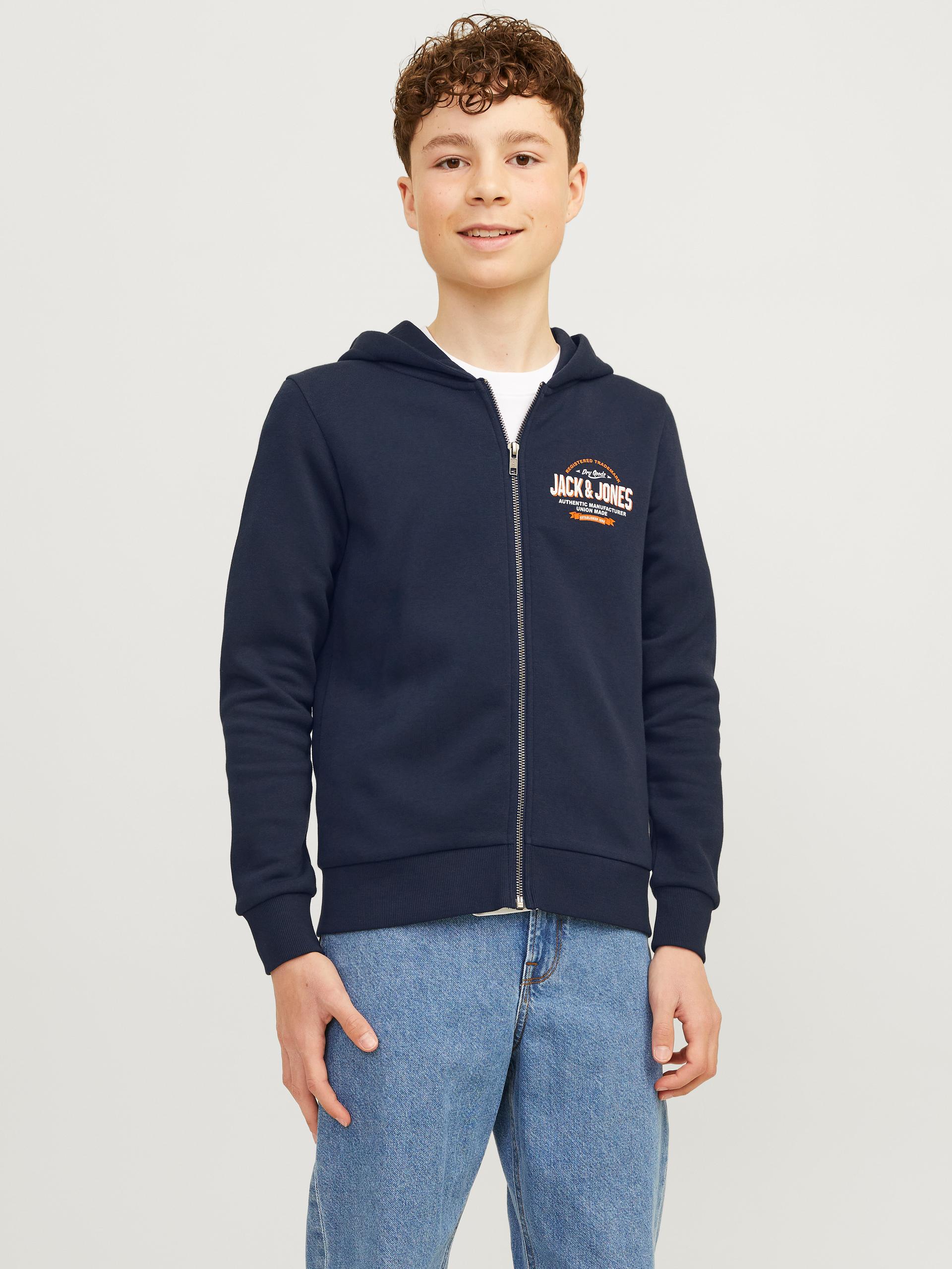 JJELOGO SWT ZIP HOOD 2COL 24/25 NOOS MNI 116 Normal geschnitten - Navy Blazer