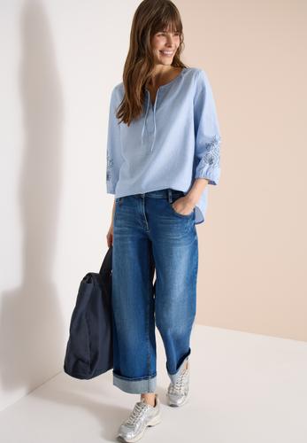 3/4-Arm Bluse mit Stickerei M - Blouse Blue