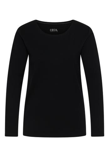 Cecil Rundhalsshirt »Pia«, Basic-Langarmshirt