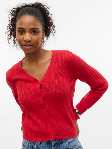 VMLUXLIGHT POINTELLE LS V-NECK CARDIGAN M Normal geschnitten - Fiery Red