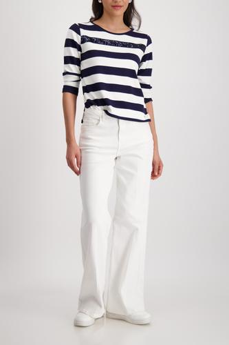 Sweatshirt mit Pailletten-Streifen 42 - Marine Ringel