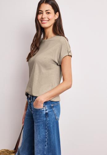 T-Shirt mit Rundhals und Knopfdetails