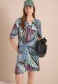 Knielanges Kleid mit grafischem Muster L - Palm Breeze Green