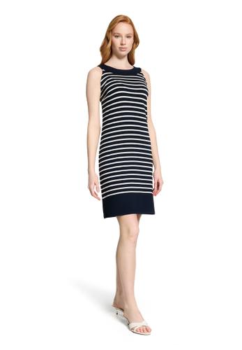 Sommerkleid 40 Leicht tailliert - Dunkelblau/Weiß