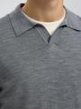 SLHTRAY LS KNIT MERINO OPEN POLO XL Normal geschnitten - Medium Grey Melange