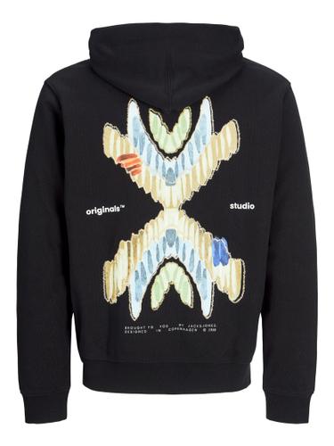 JORPORTO PATTERN SWEAT HOOD M Locker geschnitten - Black