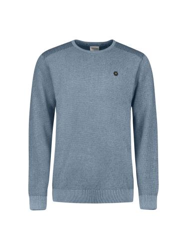 Pullover Crewneck Plated Structure Knit M Regular Fit - Dusty Blue