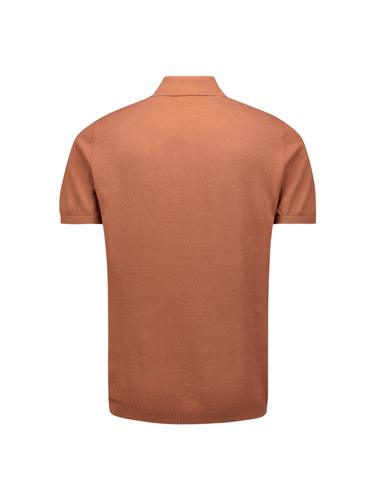 Pullover Short Sleeve Polo Solid Placed Jacquard M Regular Fit - Caramel