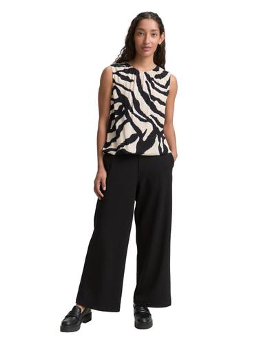 Bluse mit Kordelzug 38 Regular Fit - Abstract Beige Zebra