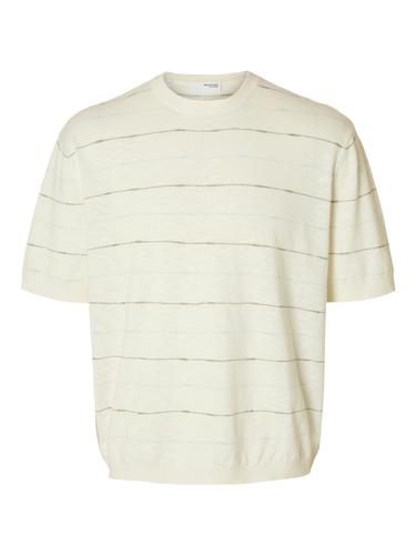 SLHBERG SUN SS KNIT RELAXED TEE L Locker geschnitten - Egret