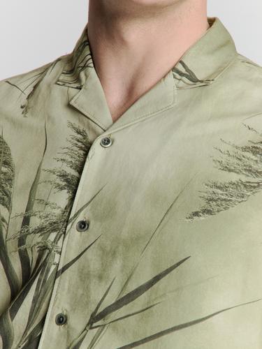 Shirt Short Sleeve Revers Collar Allover Printed L Regular Fit - Mint
