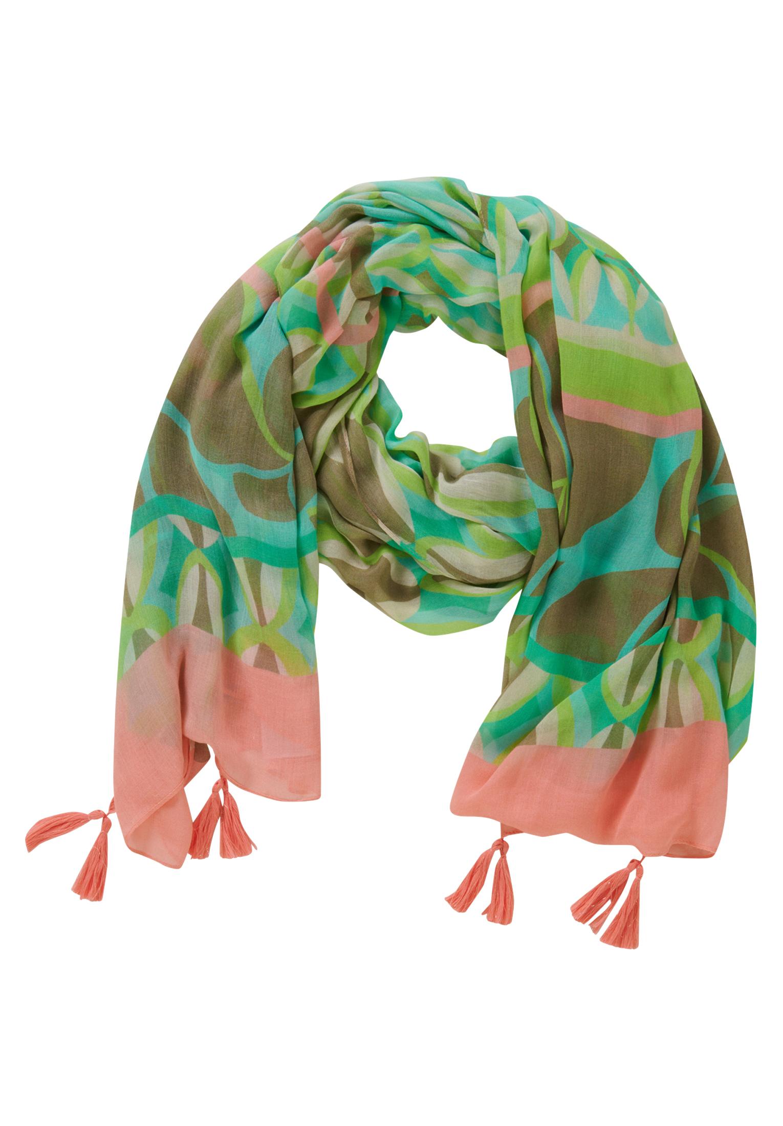 Sommerschal OS Weich fallend - Green/rosé