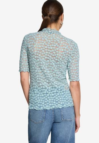 Spitzenshirt mit Stehkragen