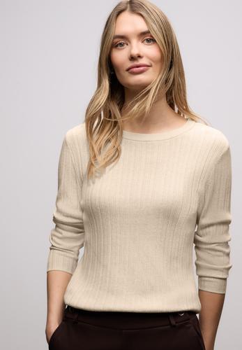 Pullover mit Rippstruktur 40 - Cotton Beige Mel.