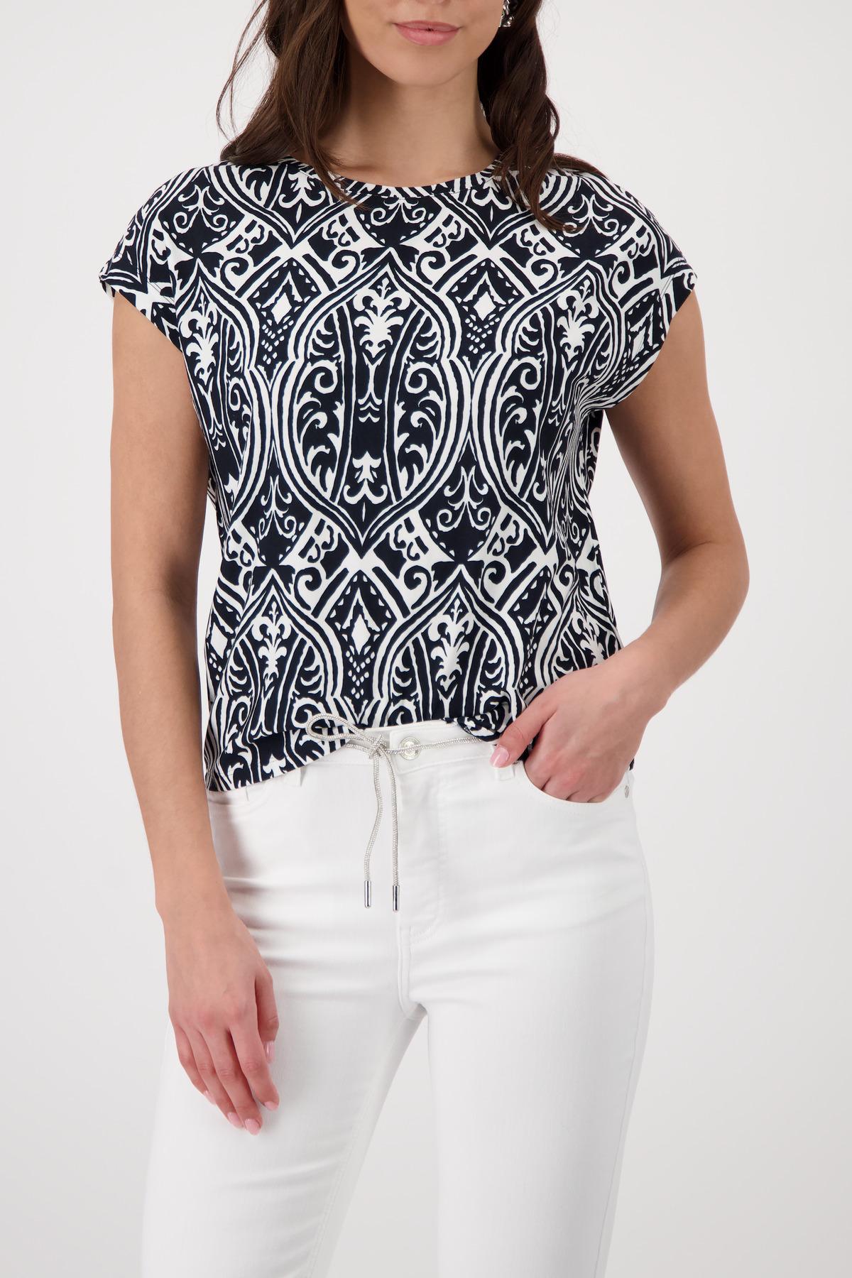 T-Shirt mit Ornament-Muster 36 - Schwarz Gemustert
