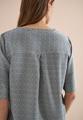 Kurzarm Bluse mit Split Neck und Streifen