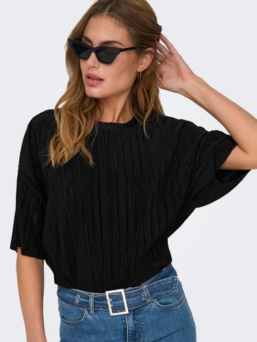 ONLRAVENNA S/S PLISSE TOP NOOS JRS M Normal geschnitten - Black