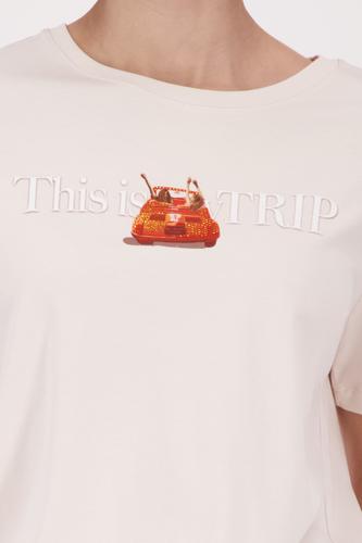 T-Shirt mit Cabrio-Print 38 - Champagne Beige