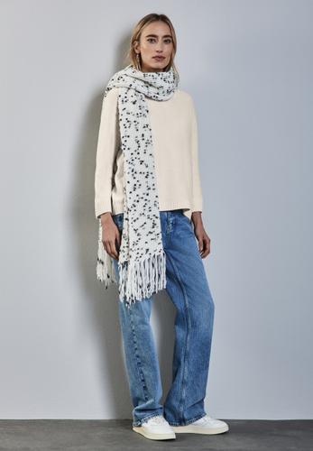 Strickpullover mit Rundhals 40 - Cream White Melange