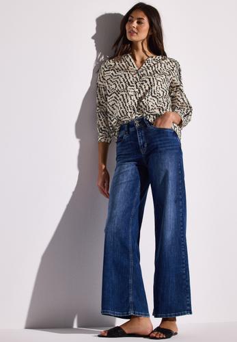Print-Bluse mit Tapedetails 40 - Moonstone Sand