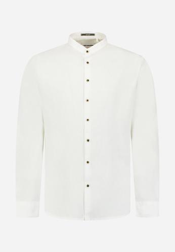 Shirt With Linen Granddad M Regular Fit - White